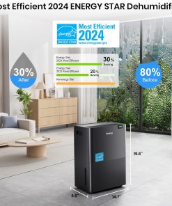 Alternative view of 4500 Sq.Ft. Most Efficient Energy Star 2024 Dehumidifier for Basement with Drain Hose, Max 115 Pints/D Dehumidifier for Large Room, [45dB Quiet Compressor], Easy Drainage, Auto-restart, Black