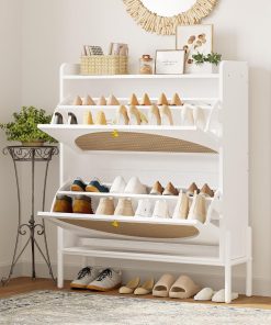 Alternative view of IRONCK Shoe Cabinet Storage 2 Drawers Free Standing Wooden Shoe Storage Organizer Cabinet
