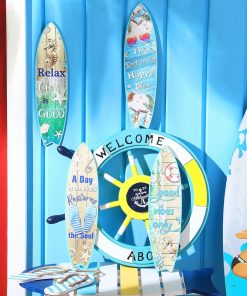 Alternative view of Blulu 4 Pcs Surfboard Wall Decor Surfboard Wall Hanging Sign Wooden Beach Decoration Summer Theme Decor Hawaiian Luau Party Decoration for Home Bar Aloha Tropical Birthday Party(Tiki)