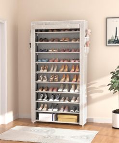 Alternative view of ROJASOP 10 Tier Shoe Rack with Covers Large Capacity Stackable Tall Shoe Shelf Storage