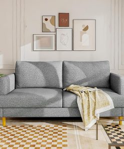 Loveseat Sofa Couch for Living Room USB Type C Ports Dark Gray Upholstered Small Couches