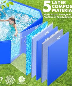 Alternative view of Foldable Pool, Large Non-Inflatable Swimming Pool for Kids,Adult Collapsible Pools Hard Plastic Shell, Oversized Thickened,Portable Folding Kids Pools for Backyard-Mosaic Design-89"x48"x20"