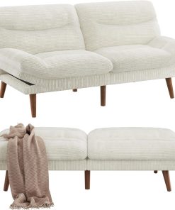 Alternative view of Pipishell Convertible Futon Sofa Bed,66" Corduroy Futon Couch with Adjustable Backrest and Armrests, Recliner Sleeper Sofa for Small Spaces, Play Room or Office, Grey