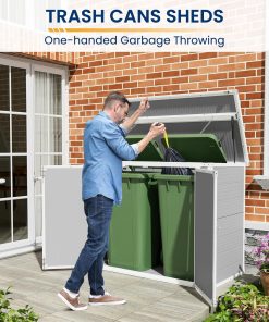 Alternative view of Amopatio 41 Cu Ft Horizontal Outdoor Storage Shed Resin Trash Can Storage Resin Shed
