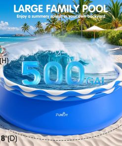 Alternative view of Upgraded Double Rings Inflatable Above Ground Pool Easy Set,Inflatable Swimming Pool for Adults,Inflatable Top Rings Above Ground Swimming Pool,Water Ripple Print,500 Gal Capacity (8ftx26in)