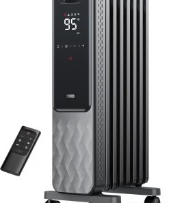Dreo Oil Filled Radiator, Electric Radiant Heaters for indoor use Large Room with Remote Control, Child Lock, 4 Modes, Overheat & Tip-Over Protection, 24h Timer, Digital Thermostat, Quiet, 1500W