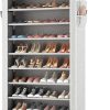 ROJASOP 10 Tier Shoe Rack with Covers Large Capacity Stackable Tall Shoe Shelf Storage