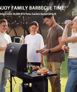 Alternative view of 3 Burner BBQ Propane Gas Grill, Stainless Steel 30,000 BTU Patio Garden Barbecue Grill with Two Foldable Shelves