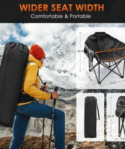 Alternative view of Heated Camping Chair, Extra Large Heated Chair Outdoor Sports Chair with 3 Heat Levels on Back and Seat, Portable Folding Heated Outdoor Chair (Batteries Not Included)