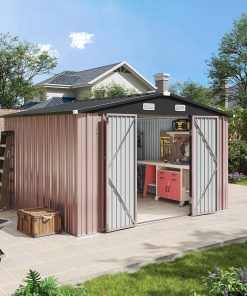 Aoxun 6.2x4 FT Shed Outdoor Storage Shed Metal Garden Shed Slooping Roof Tool Shed Bike Shed