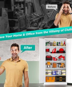 Alternative view of Metal Storage Cabinet with 2 Doors and 6 Shelves, Black Metal Cabinet with Lock, 71 Inch Lockable Garage Storage Cabinet