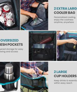 Alternative view of Double Camping Chair with Cooler 3-Person Folding Extra Large Camping Chair with 1000-Pound Load Capacity