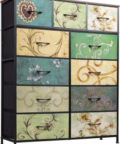 Storage Organizer Unit with 11 Fabric Bins, Storage Drawers Organizer with Steel Frame, Tall Storage Tower Organizaton