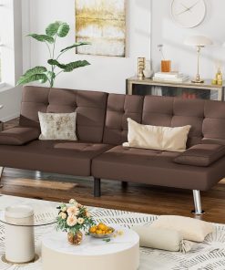 Alternative view of Homall Futon Sofa Bed Leather Futon Couch Removable Armrests Adjustable Recliner Sofa Bed
