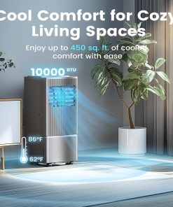 Alternative view of Air Choice Portable Air Conditioner, 10000 BTU Air Conditioner Portable for Room Up to 450 Sq.Ft, Remote Control, 24H Timer, Dehumidifier & Fan Modes, 3-in-1 AC Unit with Window Kit for Home Office