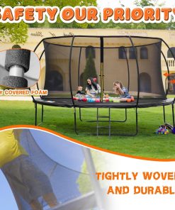 Alternative view of Trampoline 8FT 10FT 12FT 14FT 16FT, Recreational Trampolines with Enclosure Net and Ladder, Outdoor Anti-Rust Trampolines for Kids and Adults, ASTM Approved
