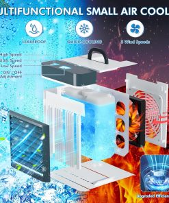 Alternative view of Portable Air Conditioners Fan, Anti-leakage Water Mini Air Cooler with 3 Speeds, Personal Ice Air Conditioner for Room Desk Office Home Tent(White06)
