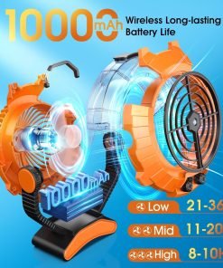 Alternative view of JYew Portable Air Conditioners,Misting Fan With 10000mAh Rechargeable Battery Operated Fan, Outside Camping with Hook USB for Bedroom Outdoor Tents Travel Summer