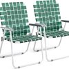 VINGLI Patio Lawn Webbed Folding Chairs Set of 2, Outdoor Beach Portable Lawn Chair Camping Chair Beach Chair