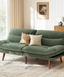 Futon Sofa Bed Futon Sofa with Adjustable Back and Armrests Converts to Small Sleeper Sofa Bed