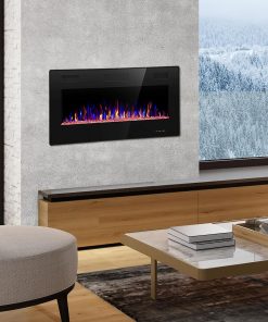 Alternative view of R.W.FLAME 60" Recessed and Wall Mounted Electric Fireplace, Low Noise, Fit for 2 x 6 Stud, Remote Control with Timer, Touch Screen, Adjustable Flame Color and Speed, 750-1500W