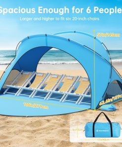 Alternative view of Beach Tent Sun Shelter, Beach Shade Tent with UPF50+ UV Protection, Beach Sun Shelter, Beach Shade with 2 Zippered Doors, Portable Beach Tent for Beach Camping Fishing