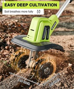 Alternative view of Saker 22V Cordless Electric Garden Tiller Cultivator, Lightweight Rototiller for Gardening, 9-Inch Tilling Width, 6.3-Inch Depth for Soil Preparation, Weeding, and Gardening 2 Batteries SK-TC18B