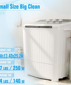Alternative view of INTERGREAT Portable Washing Machine with Longer Hose, 16lbs Twin Tub Washer Mini Compact Laundry Washing Machine with Drain Pump, Semi-automatic Washer Combo for Dorms, Apartments, Blue