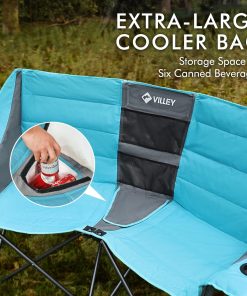 Alternative view of Double camping chair (with cooler bag), extra wide love seat, heavy duty padded camping sofa, portable folding chair