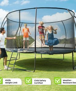 Alternative view of Gigu 10FT 12FT 14FT Recreational Trampolines with Enclosure Net and Ladder and Anti-Rust Coating, ASTM Approved Trampoline Outdoor for Kids and Adults Outdoor Yard Trampolines