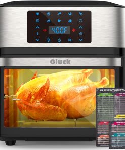 Air Fryer Oven Large 20 QT, 10-in-1 Toaster Oven Air Fryer Combo with Window for Family, Airfryer Oven with Rotisserie, 3 Dehydrating Racks, ETL Certified