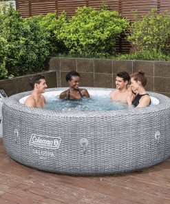 Alternative view of SaluSpa Sicily AirJet 7 Person Inflatable Hot Tub Round Portable Outdoor Spa with 180 Soothing AirJets and Insulated Cover, Gray