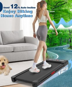 Alternative view of Walking Pad Treadmill with 12% 9-Level Auto Incline, 450 lbs Capacity RGB LED Screen, Bluetooth Speaker Under Desk Treadmill, Compact Treadmills for Home Hiking