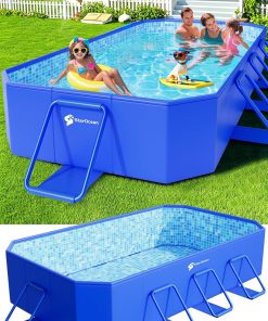 Foldable Pool, Large Non-Inflatable Swimming Pool for Kids,Adult Collapsible Pools Hard Plastic Shell, Oversized Thickened,Portable Folding Kids Pools for Backyard-Mosaic Design-89"x48"x20"