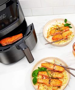 Alternative view of Chefman 6-Quart Double Basket Air Fryer with Easy View Window uses two separate 3-quart nonstick pans.