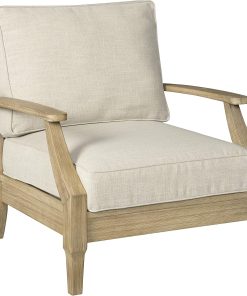 Alternative view of Signature Design by Ashley Clare View Coastal Outdoor Patio Eucalyptus Sofa with Cushions, Beige