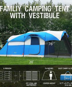 Alternative view of PORTAL 6/8/10 Person Family Camping Tent with Screen Room, Water Resistant Big Tunnel Tent with Rainfly, Large Family Tent for Outdoor Camping, Party