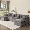 108 Inch U Shape Sofa Sectional Sofa Comfortable Cloud Sofa with Removable Footstool