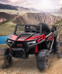 Alternative view of TOBBI 12V Kids Ride on Car, Electric Off-Road UTV Truck with Diverse Functions, Double Open Doors, Safety Belt, Horn, Music, and Lights for Kids Aged 3-5 Years (Rose Red)