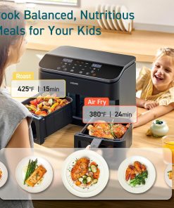 Alternative view of COSORI 9Qt 10-in-1 Dual Air Fryer Fresh Balanced Meals for Family Children Double Baskets