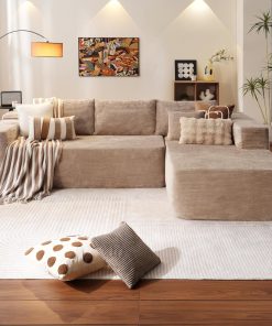 Alternative view of ovios 104" Cloud Sectional Couch with L-Shape Chaise,Modern Modular Sofa with Deep Seat, Upholstered Couches for Living Room Bedroom,No Assembly Required, Grey (Plush Corduroy Fabric)