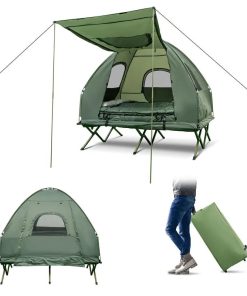 5-in-1 Tent Cot 2-Person Portable Outdoor Camping Tent Combo with Air Mattress Sleeping Bag & Sunshade
