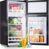 2.4 Cu.Ft Mini Fridge with Freezer & Double Door Small Tiny Size Refrigerator with 7 Temperature Control Knob Only Suitable for One Person Use Black